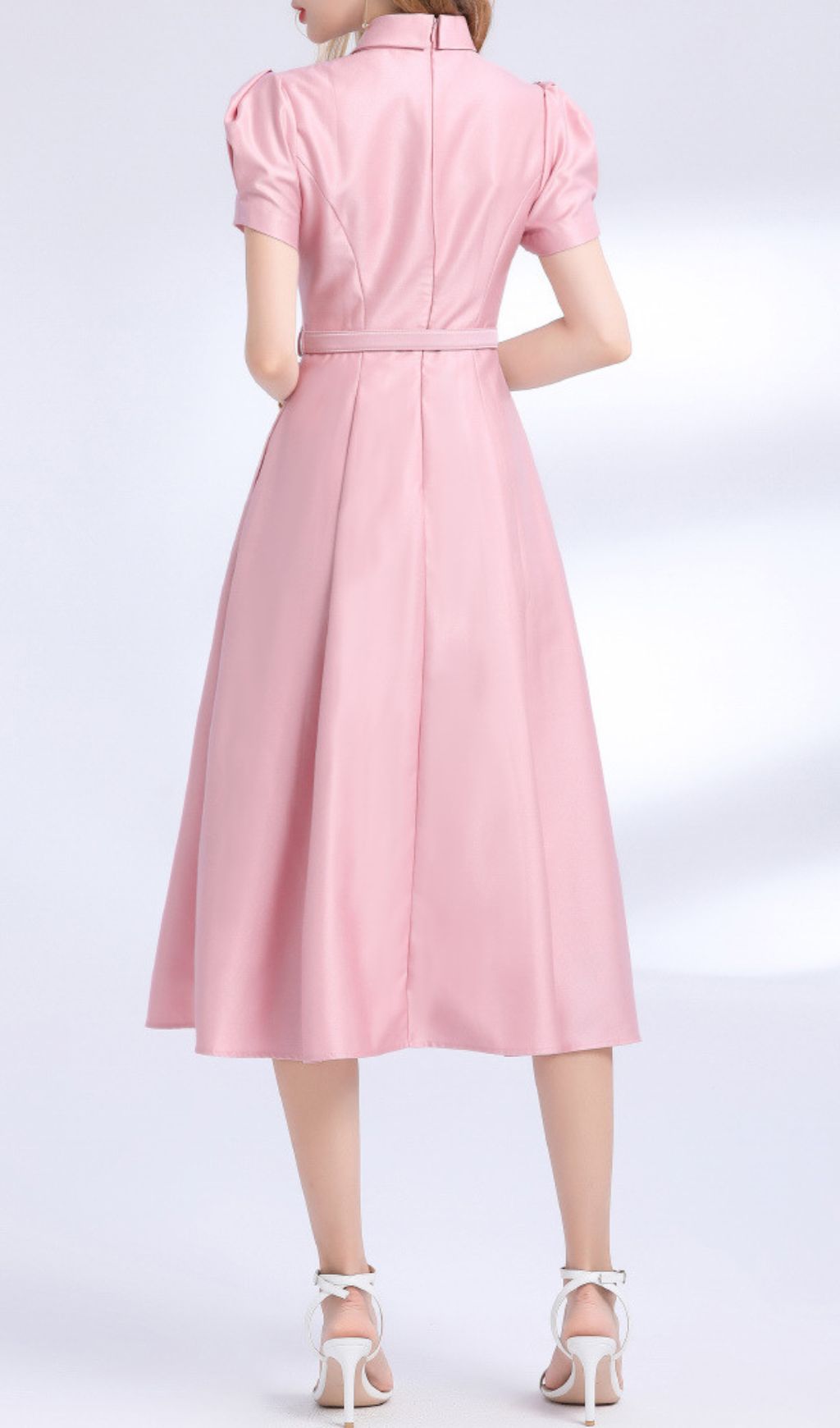 Funa Pink Bow Tie Midi Dress