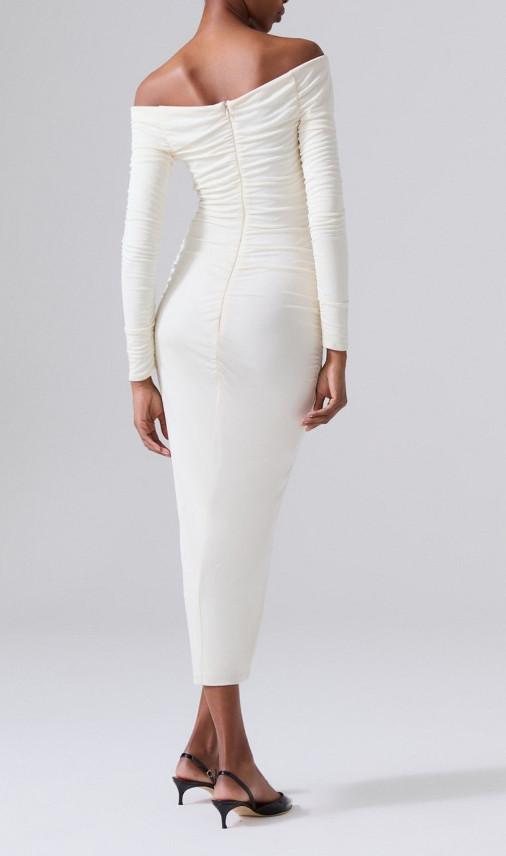 Coryn White Long Sleeve Midi Dress