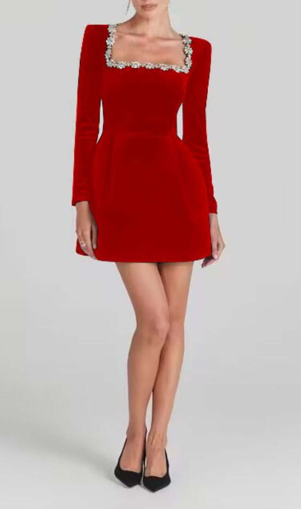 Aramoana Red Crystal Decor Mini Dress