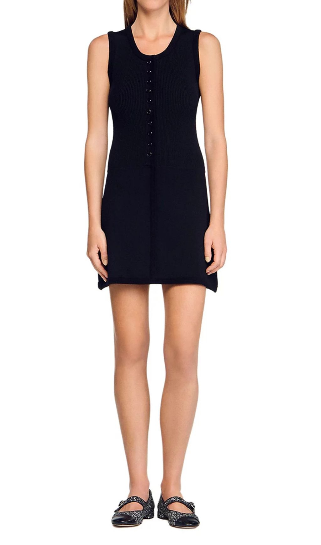 Effortless Chic: Women's Rib Knit Button-Front Mini Dress