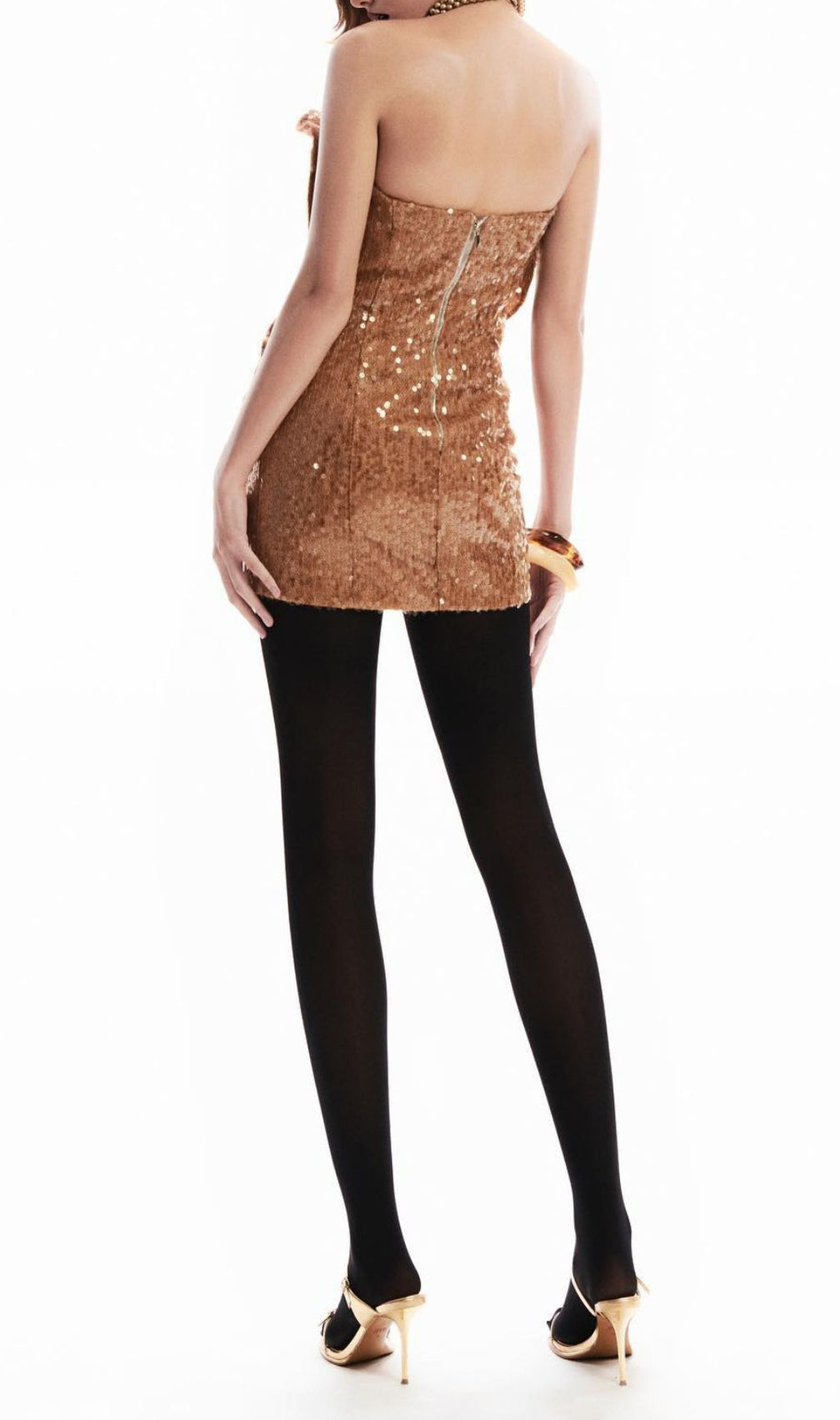 Emele Strapless Flower Sequin Mini Dress