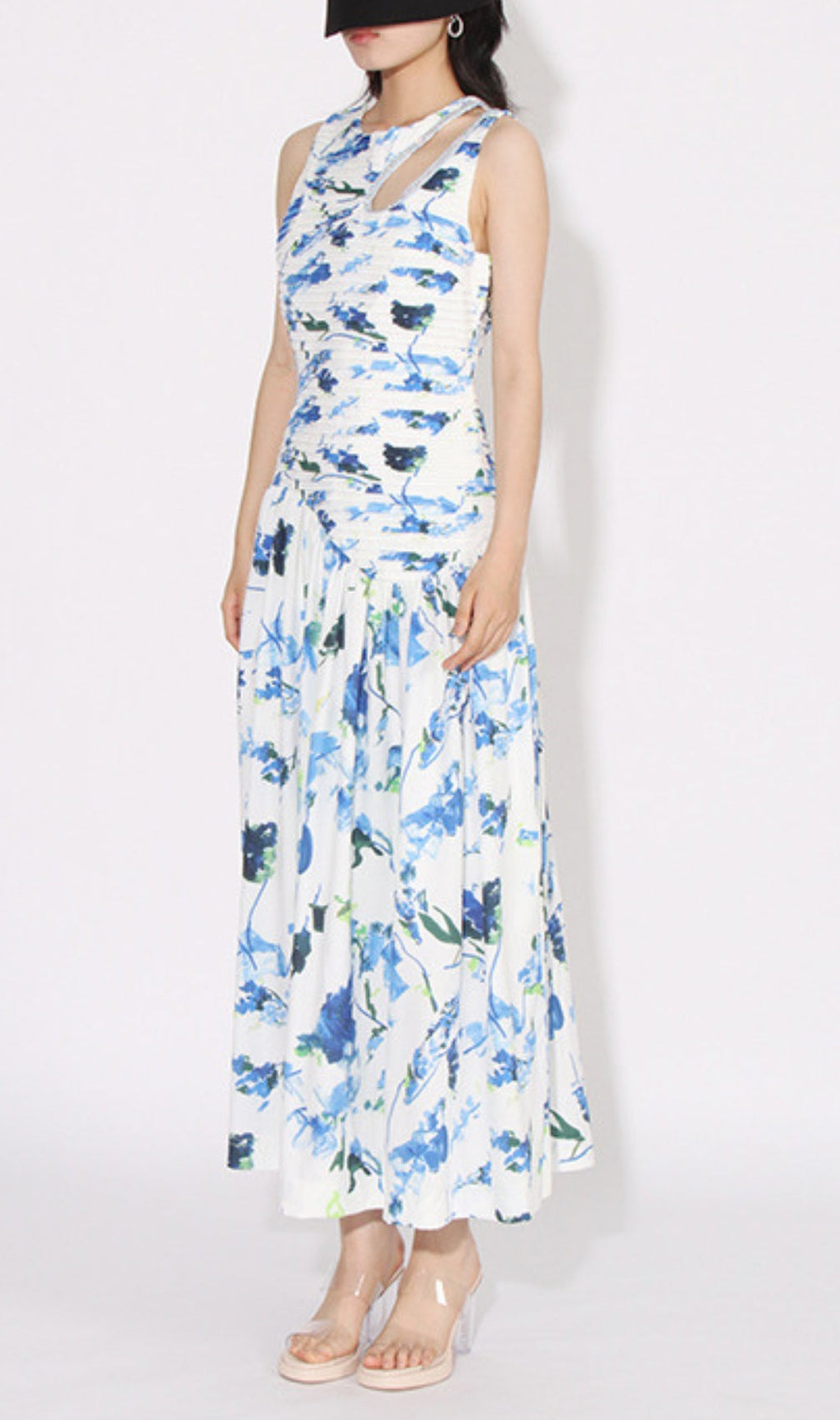 Asani Blue Floral Cutout Maxi Dress