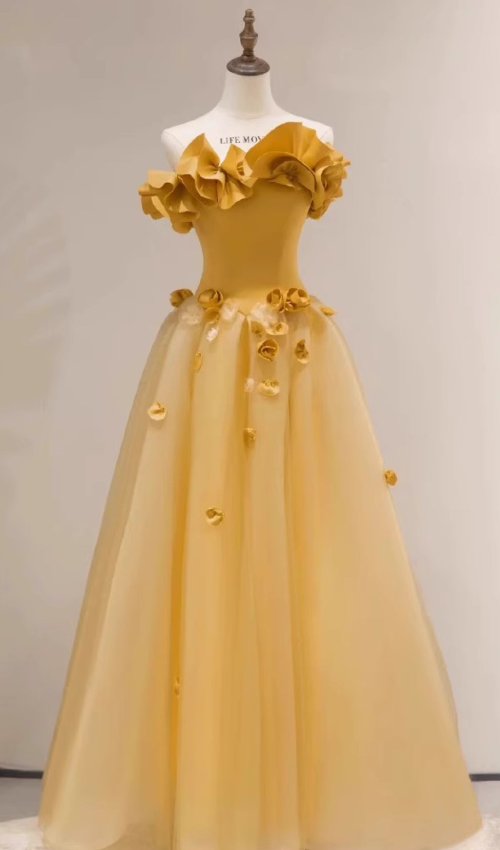 Dalia Yellow Flower Embellished Maxi Dress