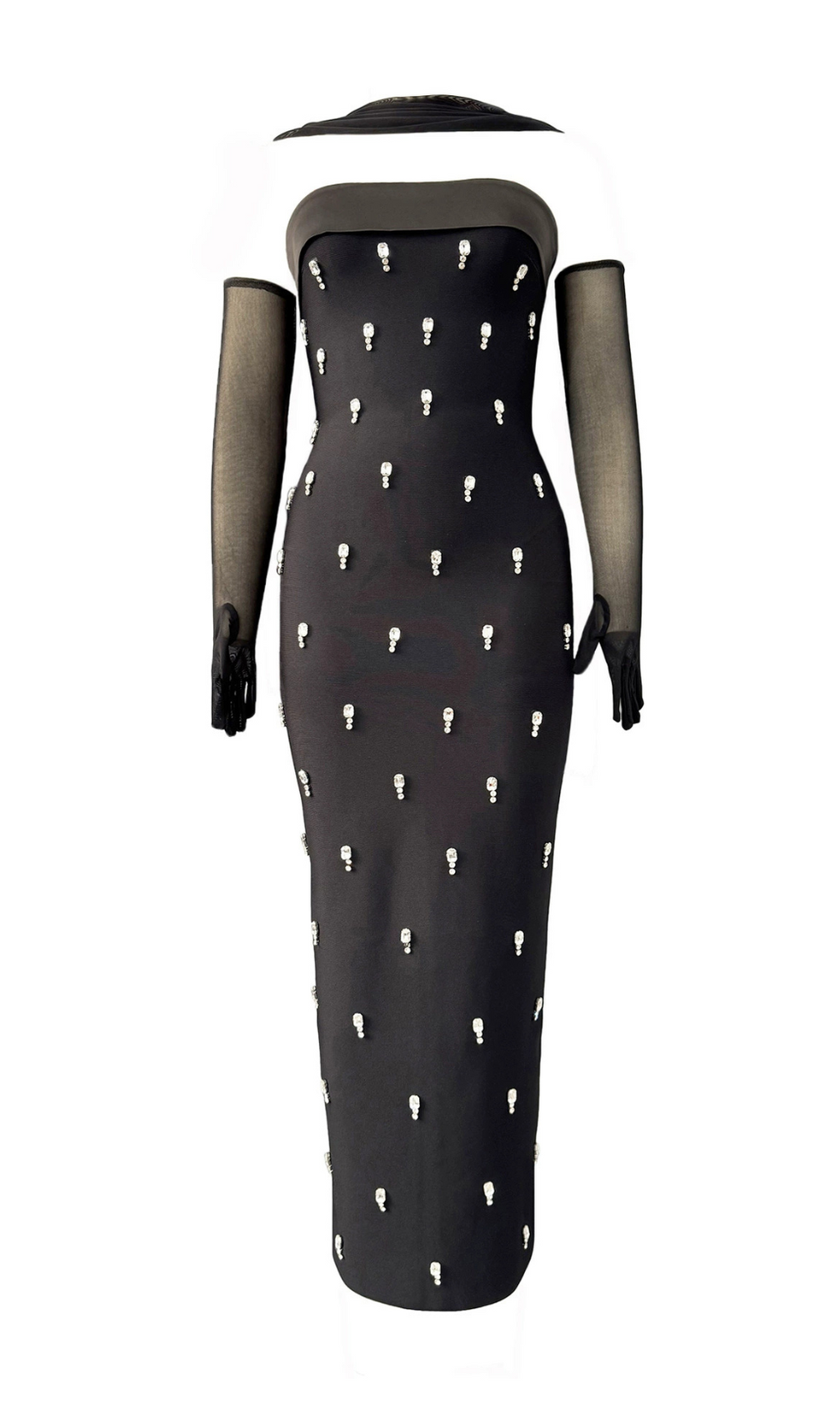 Genia Black Strapless Embellished Maxi Dress