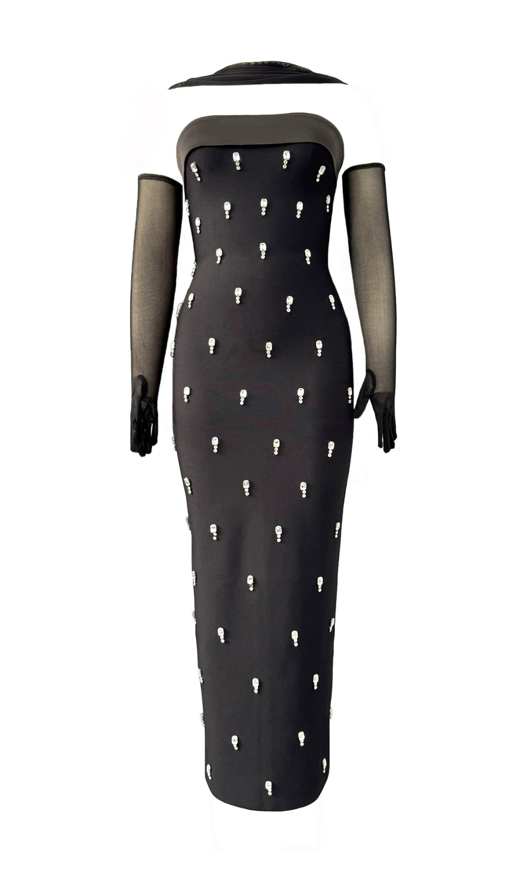 Genia Black Strapless Embellished Maxi Dress