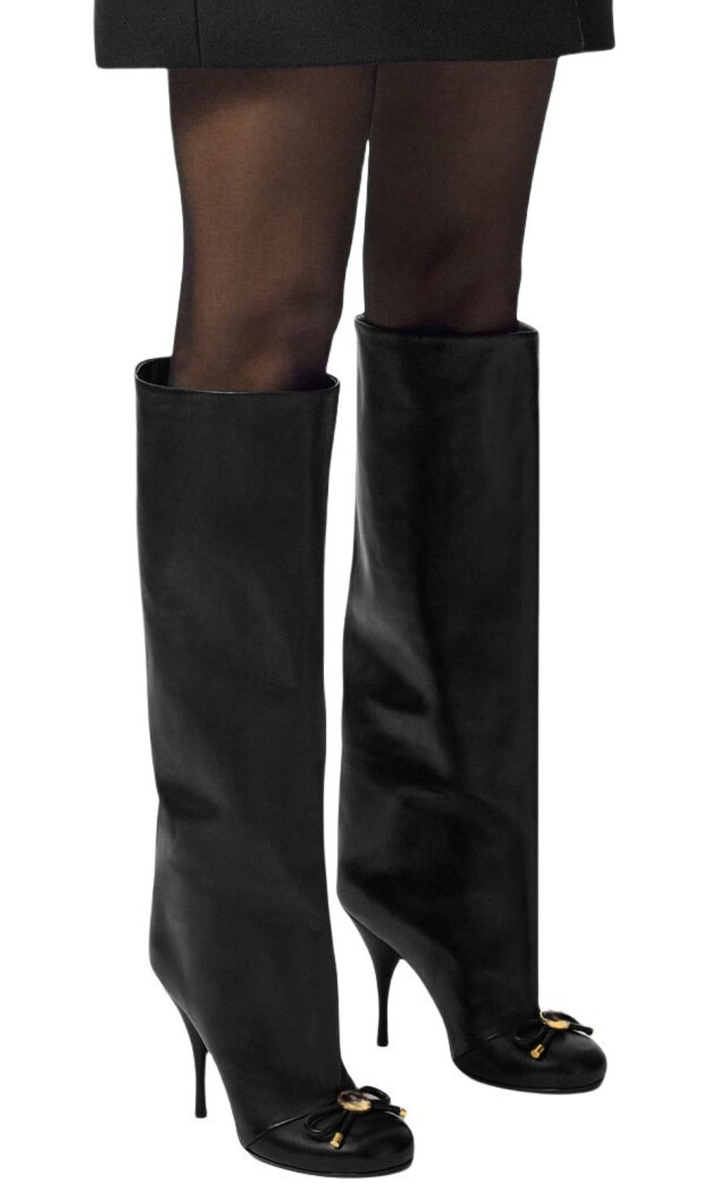 Kasi Chic Black Stiletto Boots with Elegant Bow Detail