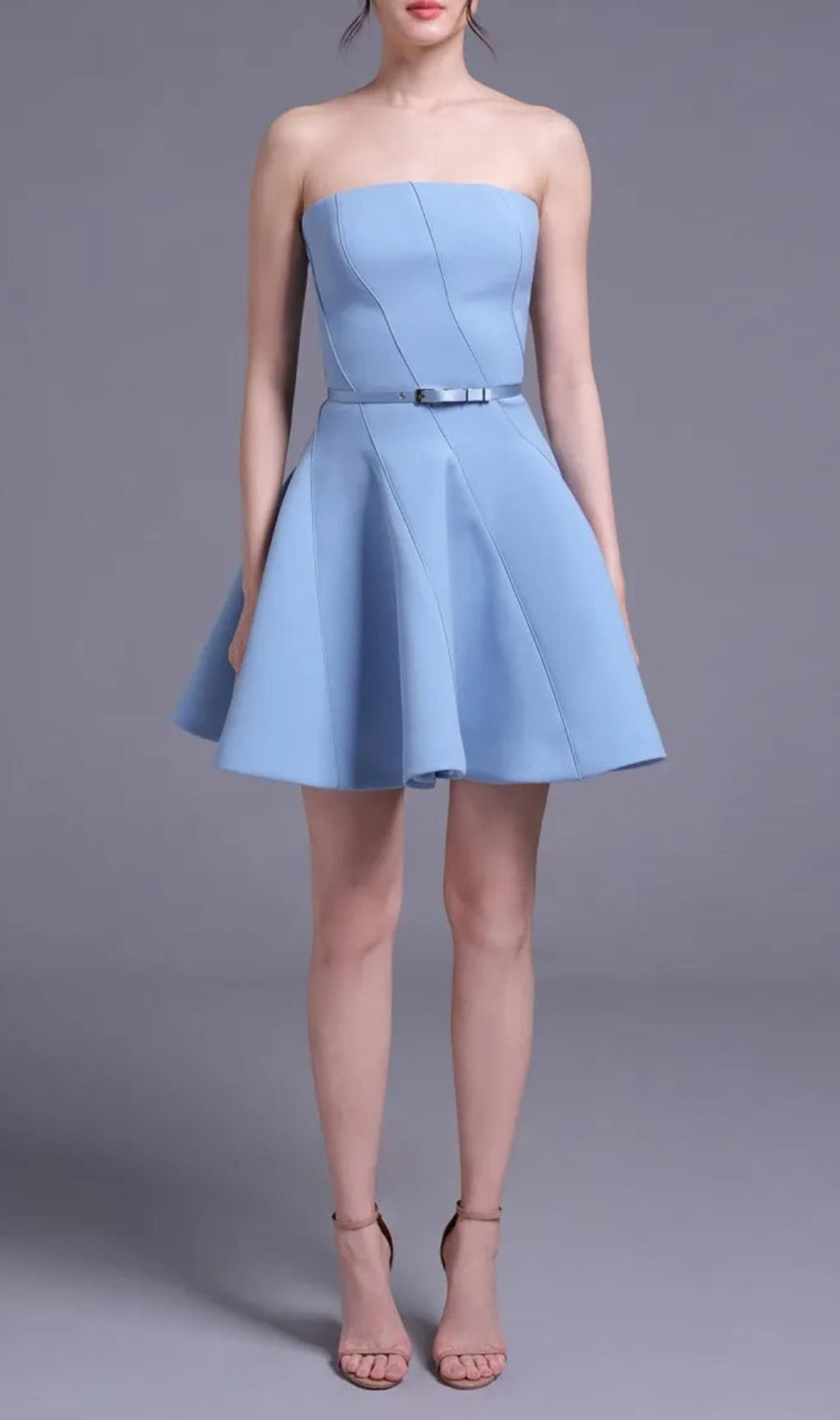 Jayeeta Azure Chic Strapless Mini Dress - Party Ready & Flattering