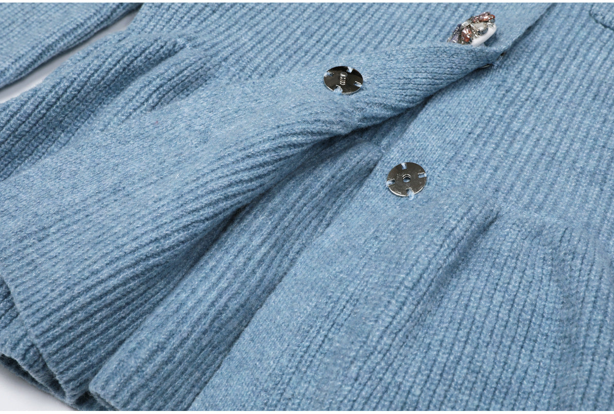 Karna Embellished Knit Peplum Cardigan & Midi Skirt Set - Chic 2-Piece Outfit