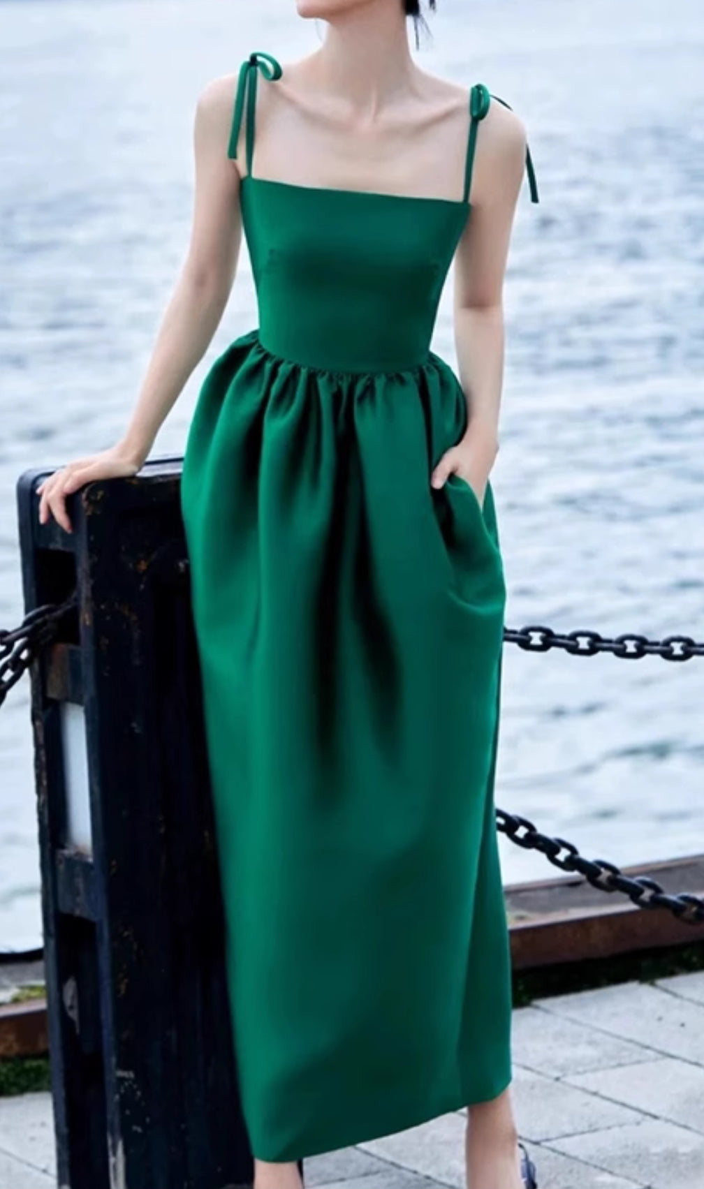 Dotty Green Midi Dress