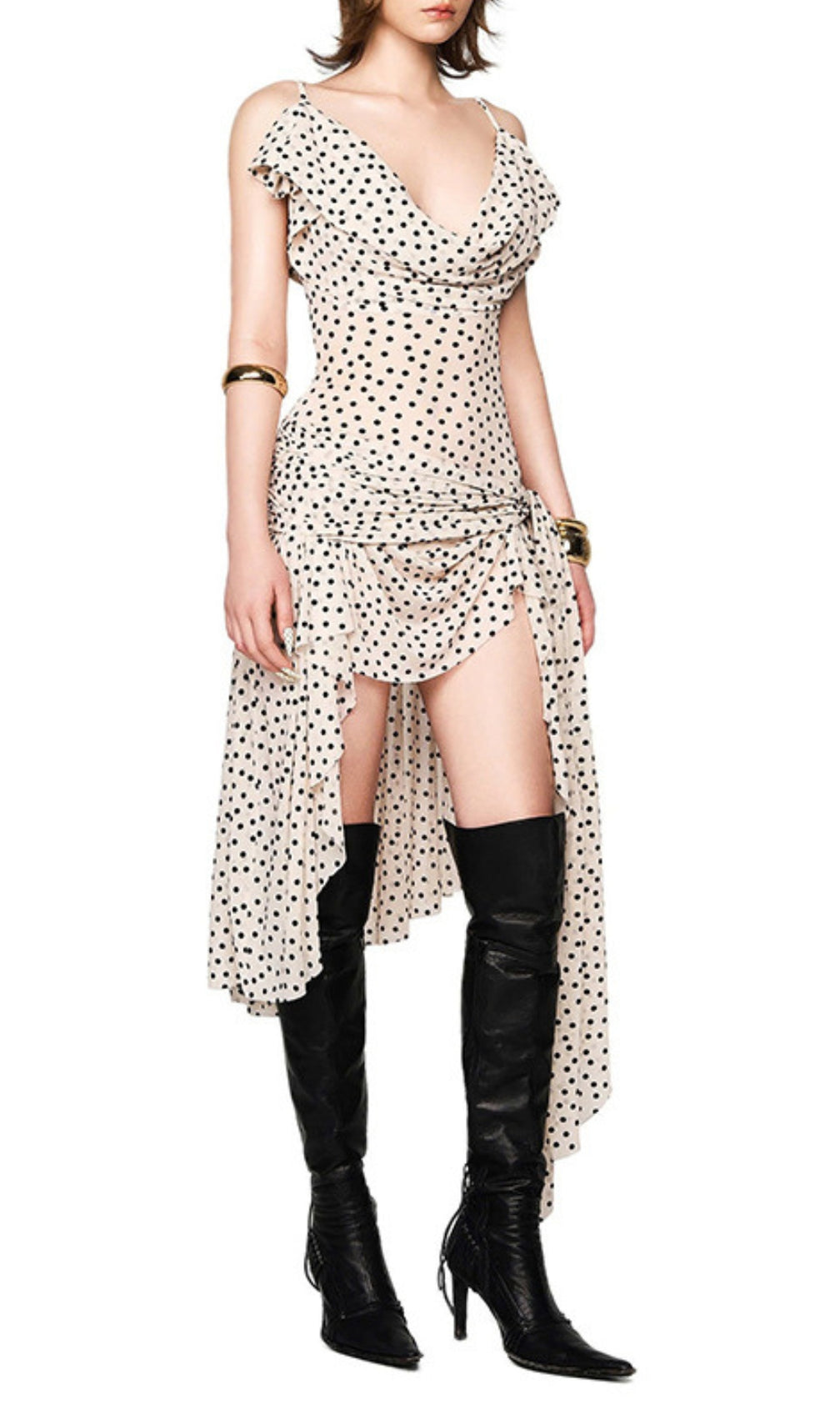 Ever Dot Irregular Hem Midi Dress