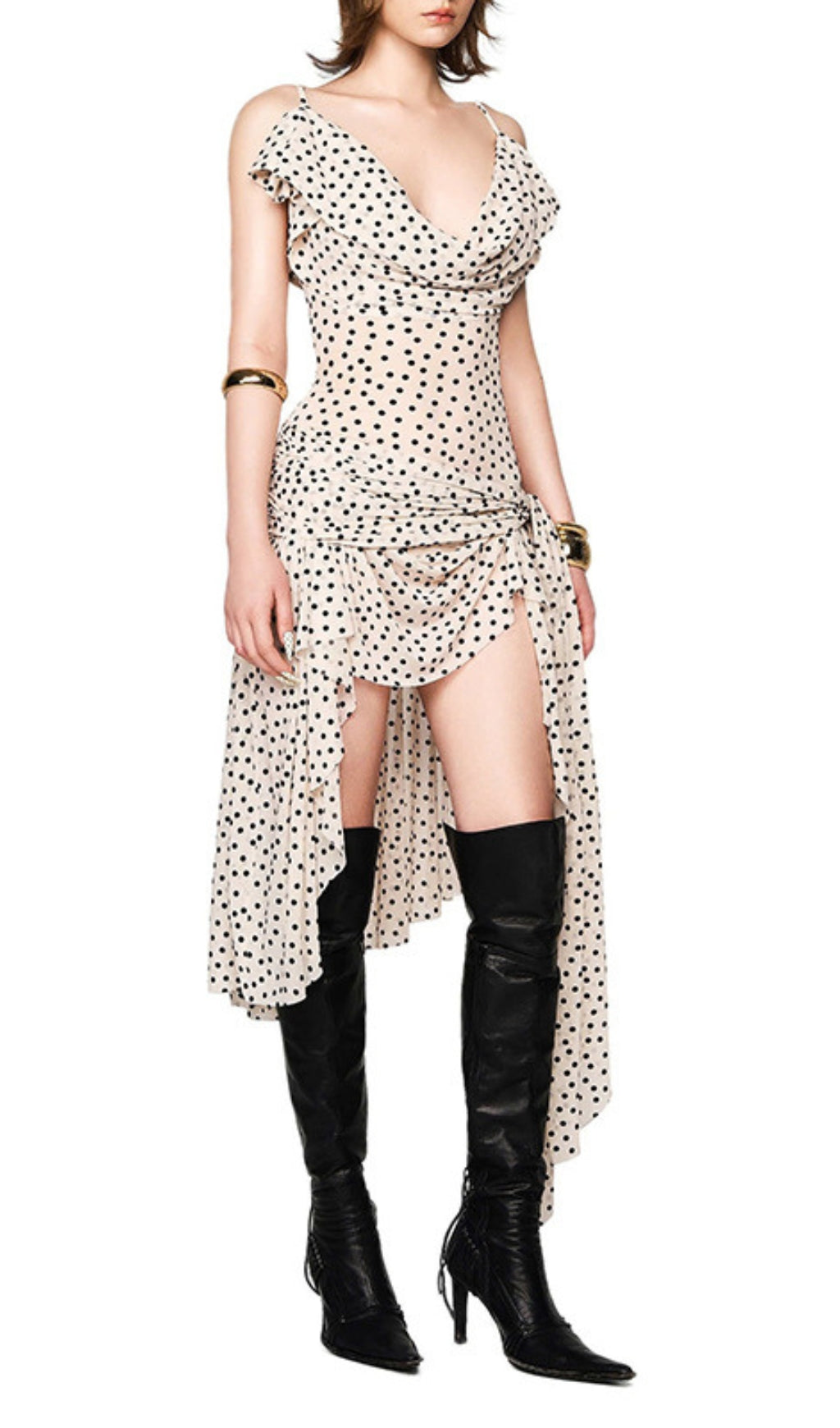 Ever Dot Irregular Hem Midi Dress