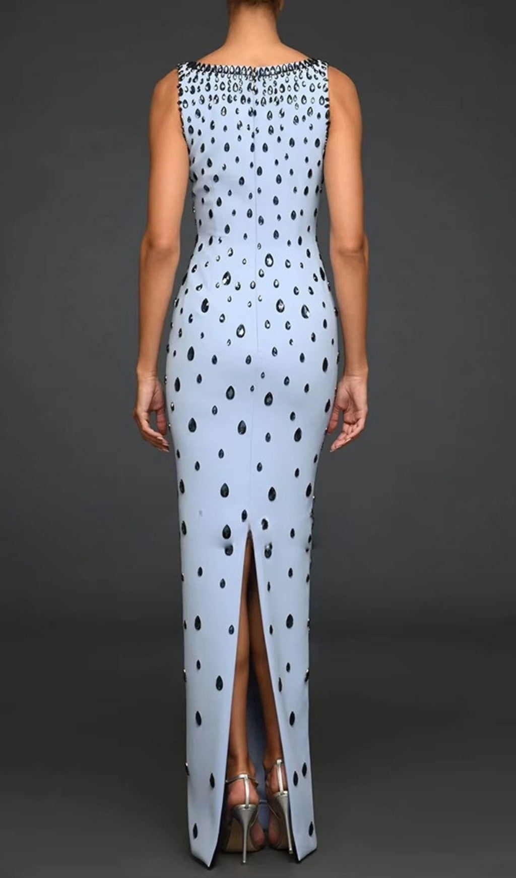 Fanny Blue Diamante Embellished Maxi Dress