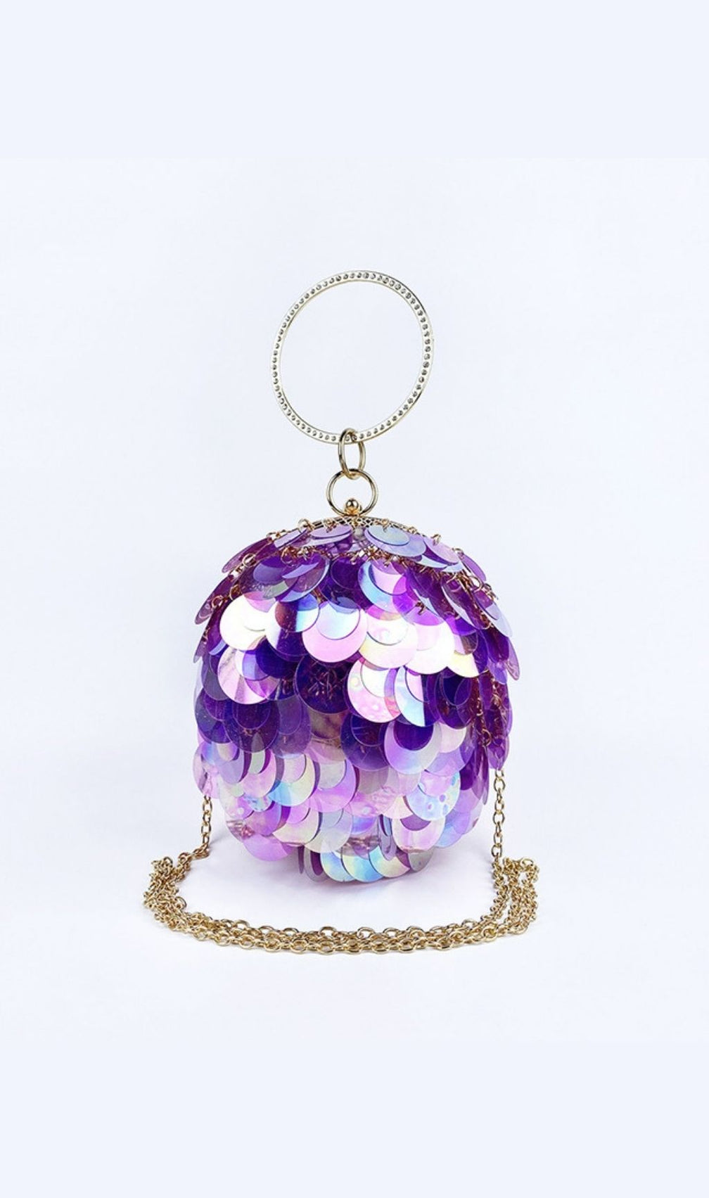 Adaiba Dazzling Purple Sequin Ball Bag | Glamorous Evening Clutch