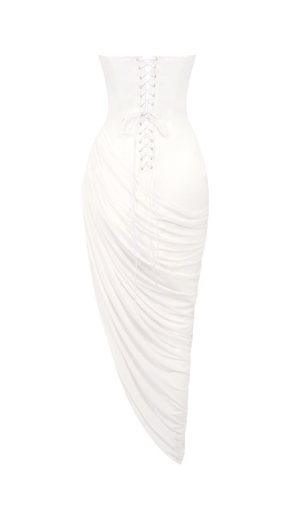 Julianne White Strapless Maxi Dress | Elegant Draped Goddess Gown