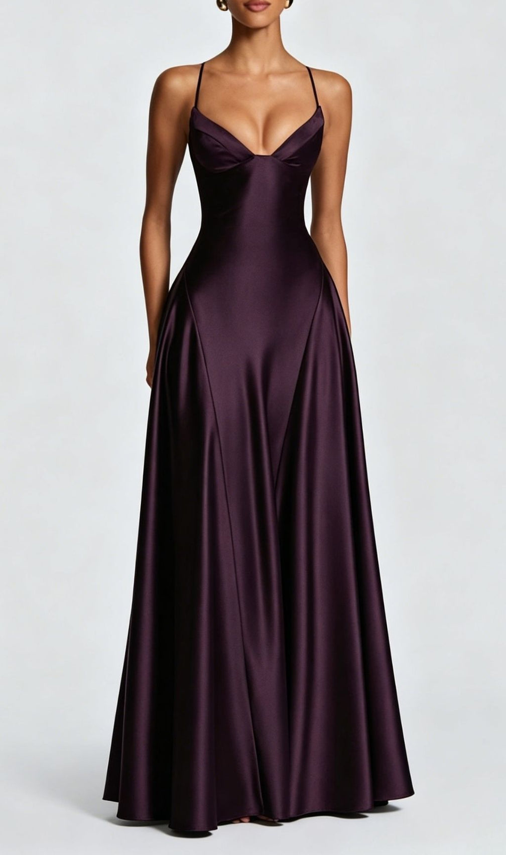 Krikor Modena Strappy Satin Maxi Dress