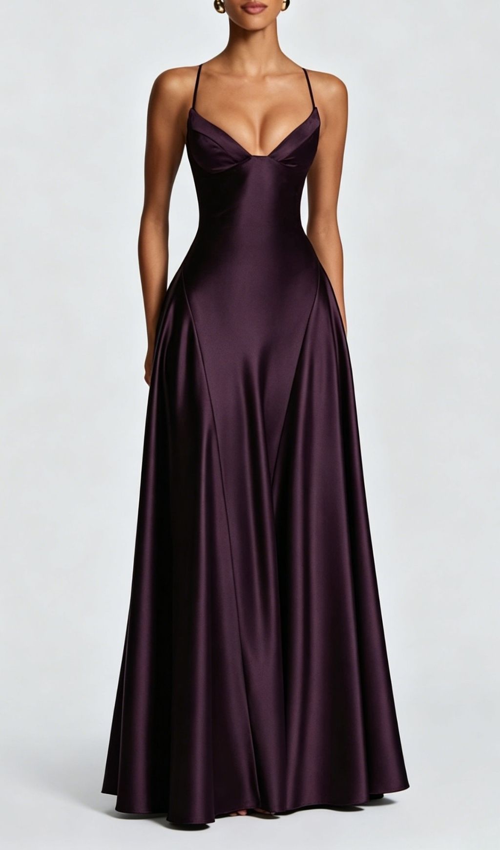Krikor Modena Strappy Satin Maxi Dress