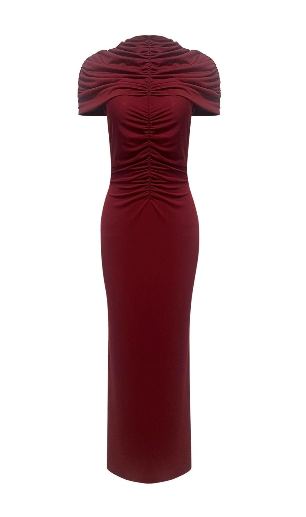 Delma Wine Ruched Bodycon Maxi Gown | Elegant Evening & Formal Dress