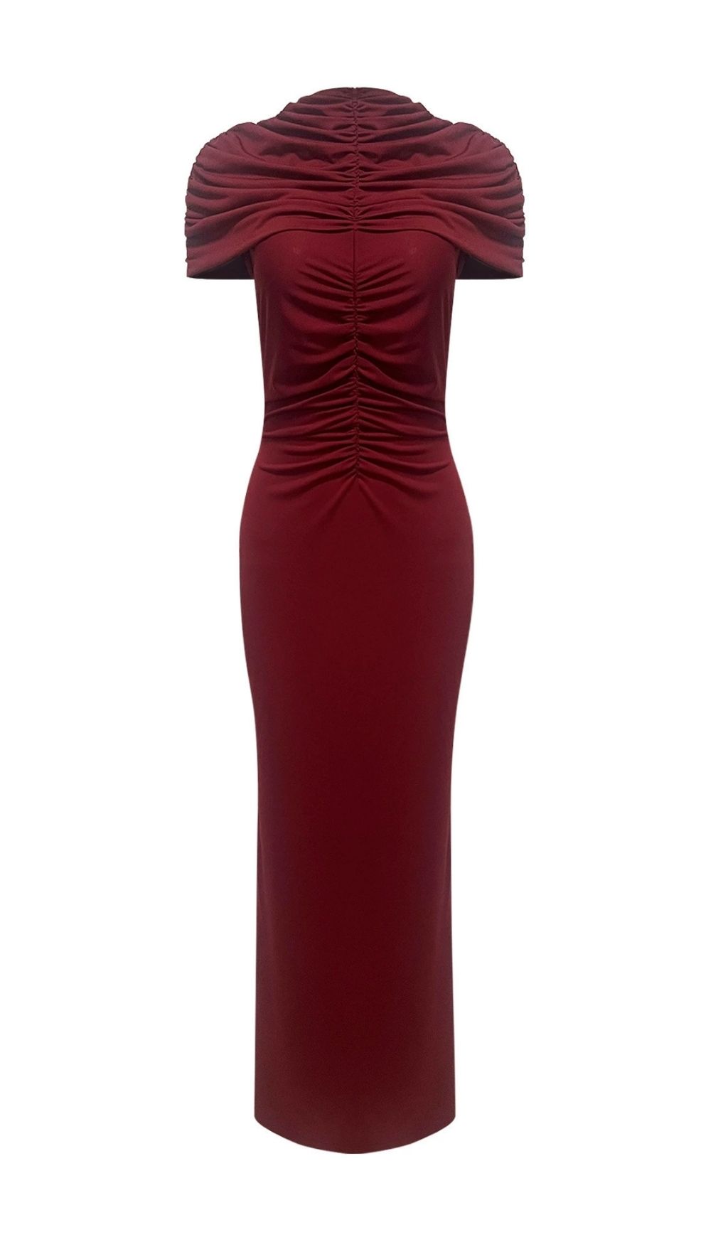Delma Wine Ruched Bodycon Maxi Gown | Elegant Evening & Formal Dress