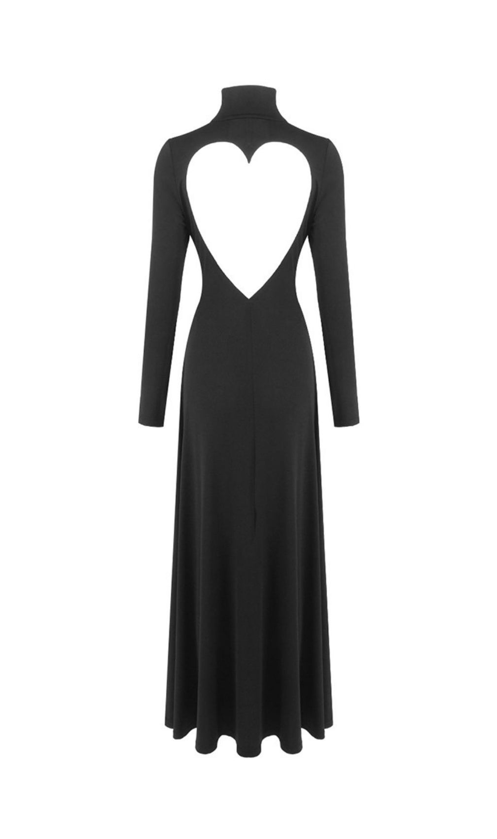 Katina Black Long Sleeve Heart Midi Dress