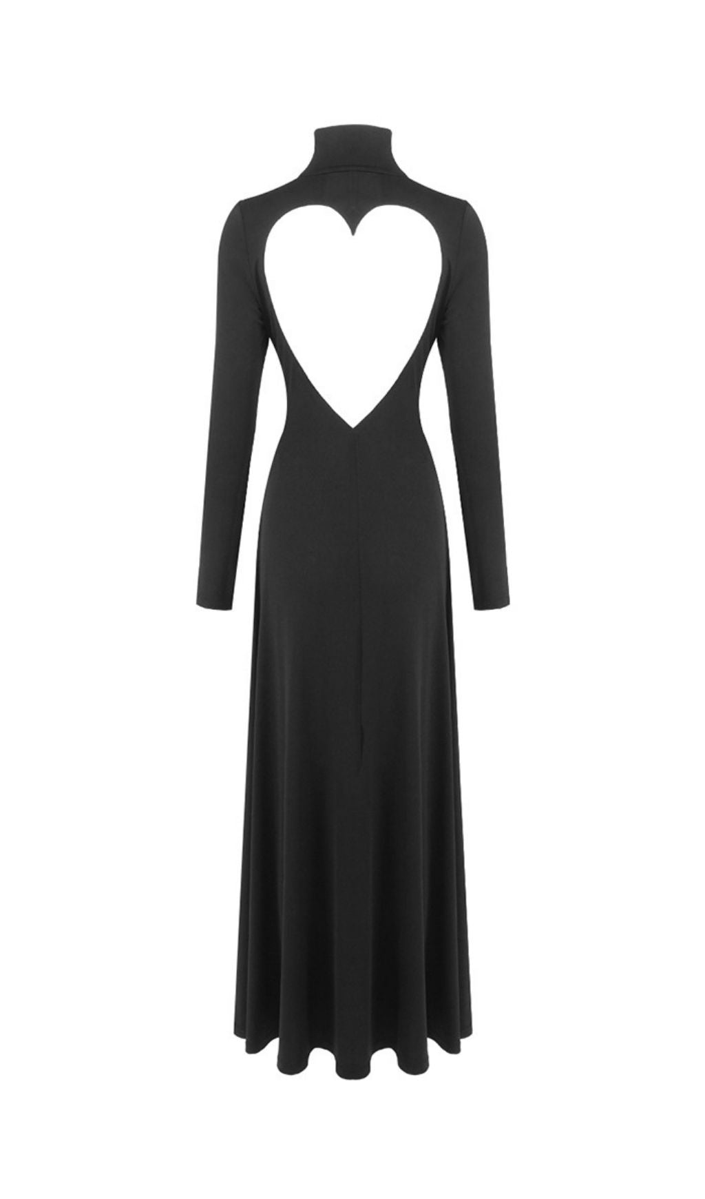 Katina Black Long Sleeve Heart Midi Dress