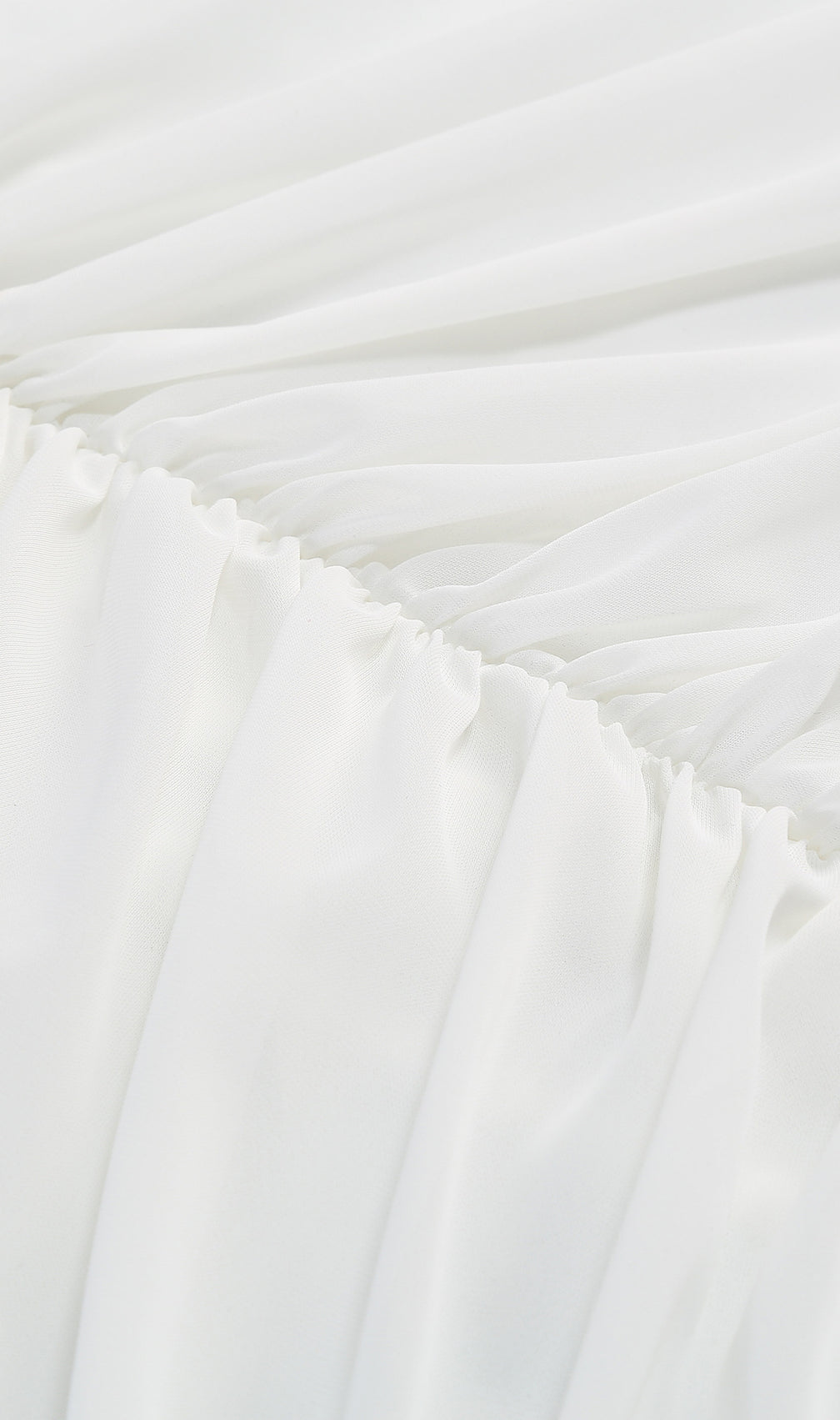 Jabbar Sculptural White Ruched Midi Dress | Elegant Long Sleeve Bodycon for Women