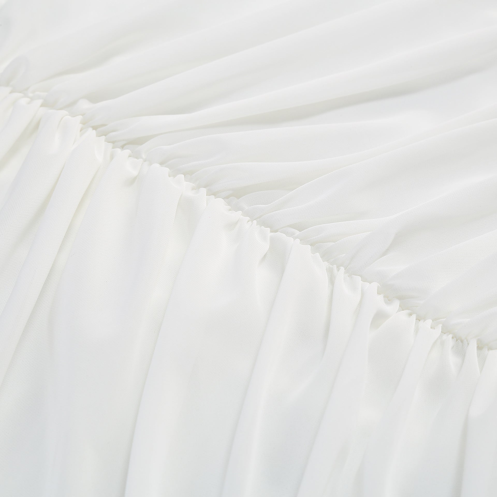 Jabbar Sculptural White Ruched Midi Dress | Elegant Long Sleeve Bodycon for Women