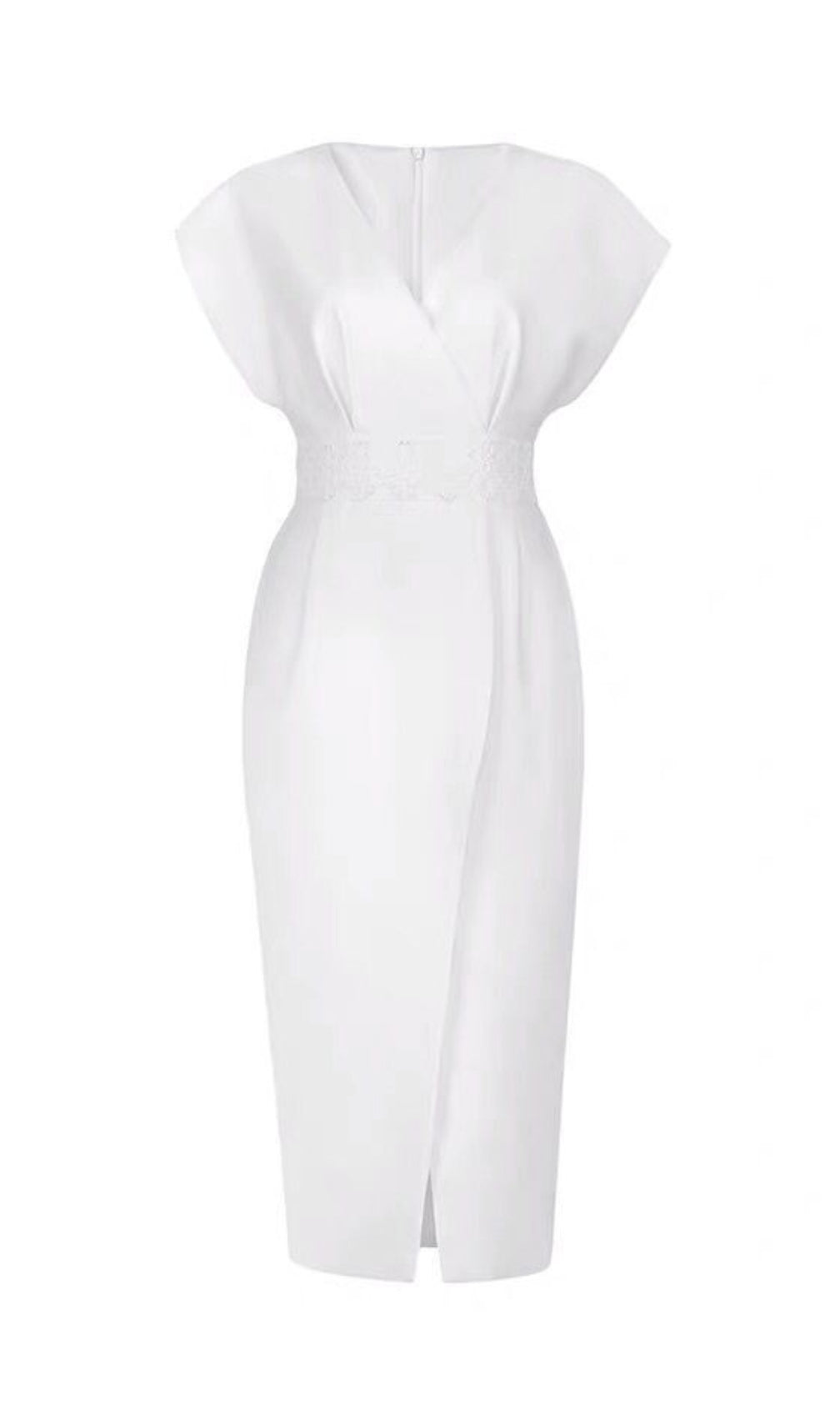 Bogda White V-Neck Midi Dress