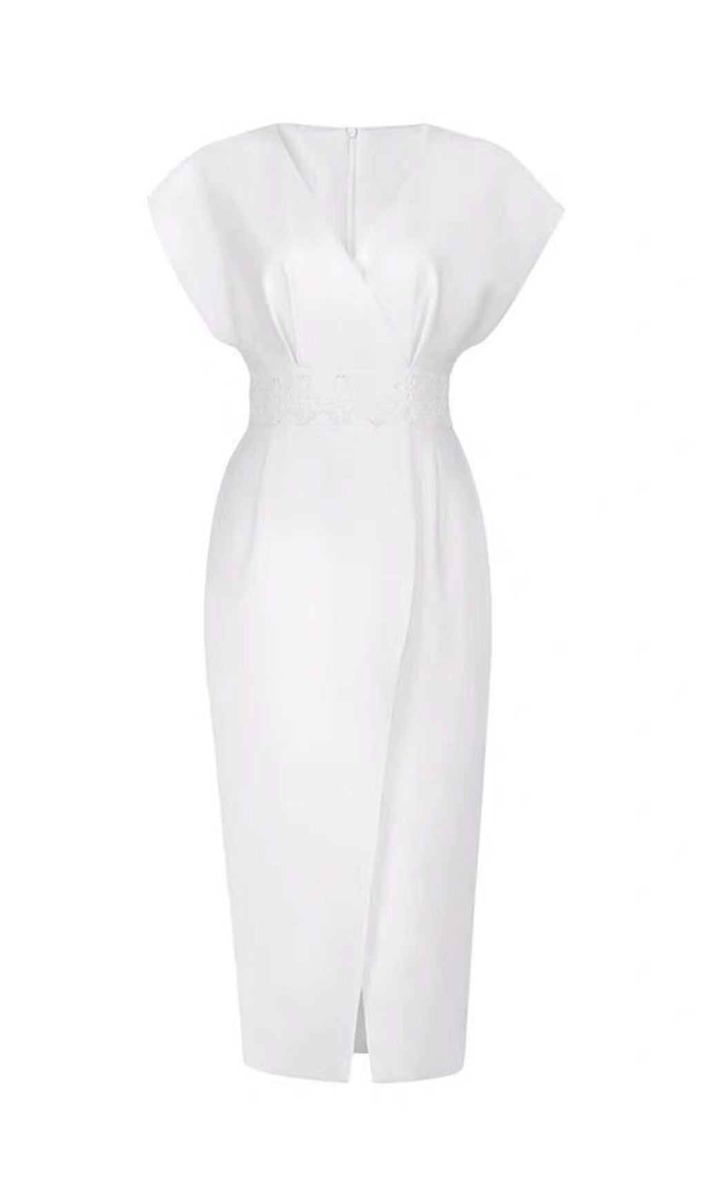 Bogda White V-Neck Midi Dress