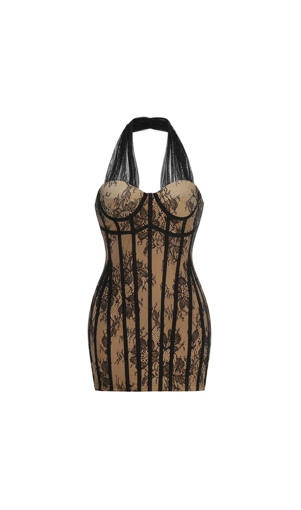 Kena Black Lace Corset Halter Mini Dress - Sculpt Your Perfect Night Out