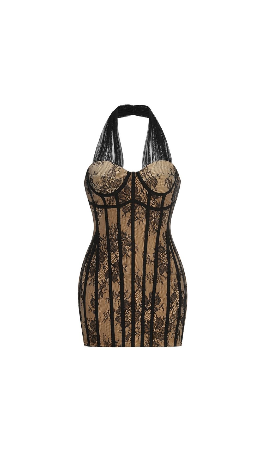 Kena Black Lace Corset Halter Mini Dress - Sculpt Your Perfect Night Out