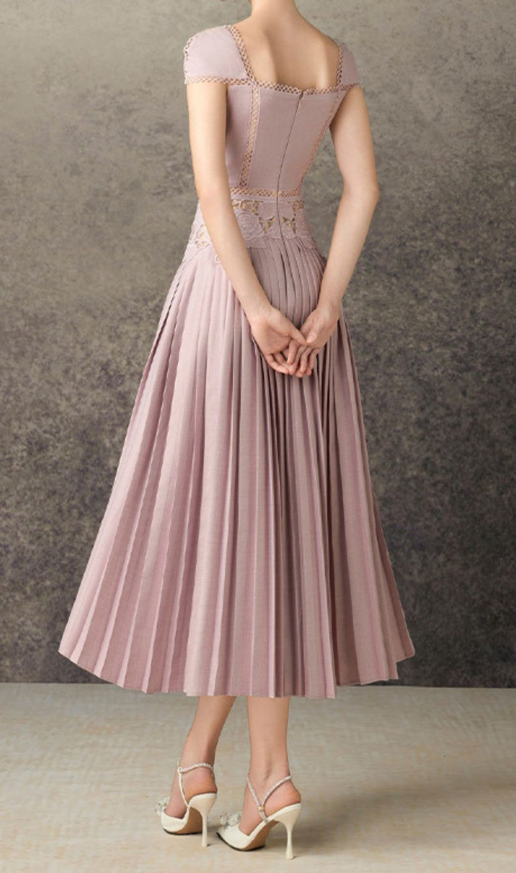 Hilda Flower Pleated Midi Dress