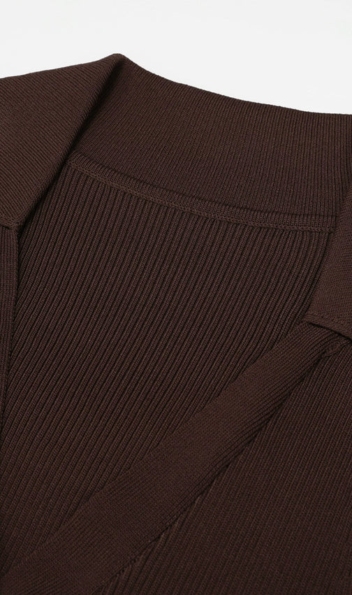 Kimi Coffee Sleeveless V-neck Knit Maxi Dress