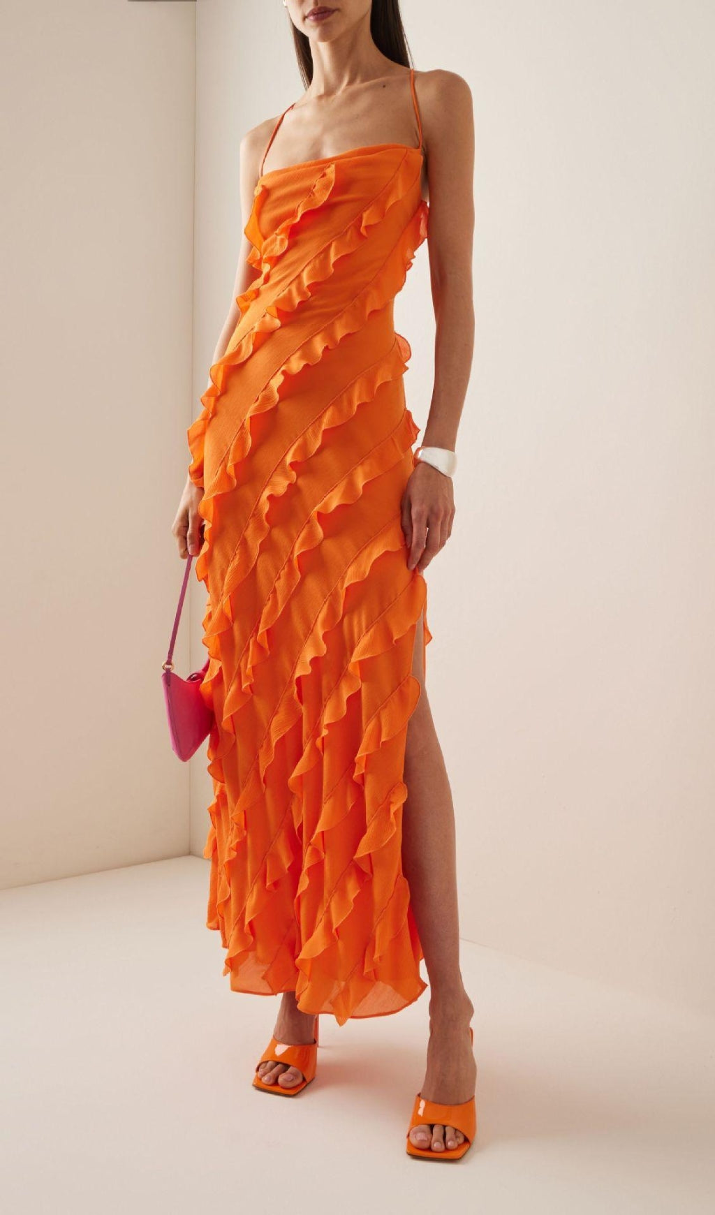 Lace Up Ruffle Straight Dress