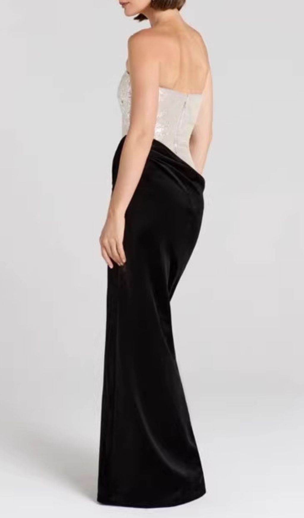 Jayda Glamour Strapless Sequin & Velvet Maxi Dress | Black Tie Gown