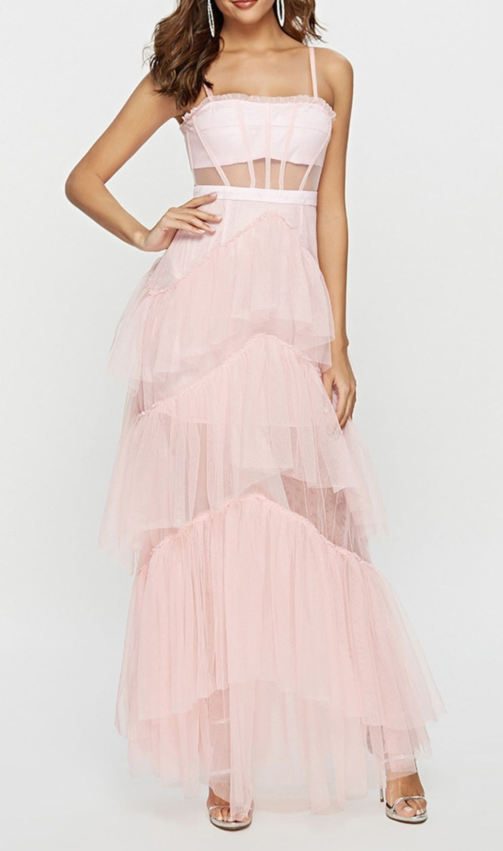 Kenyatta Strappy Corset Mesh Maxi Dress | Sultry Sheer Evening Gown
