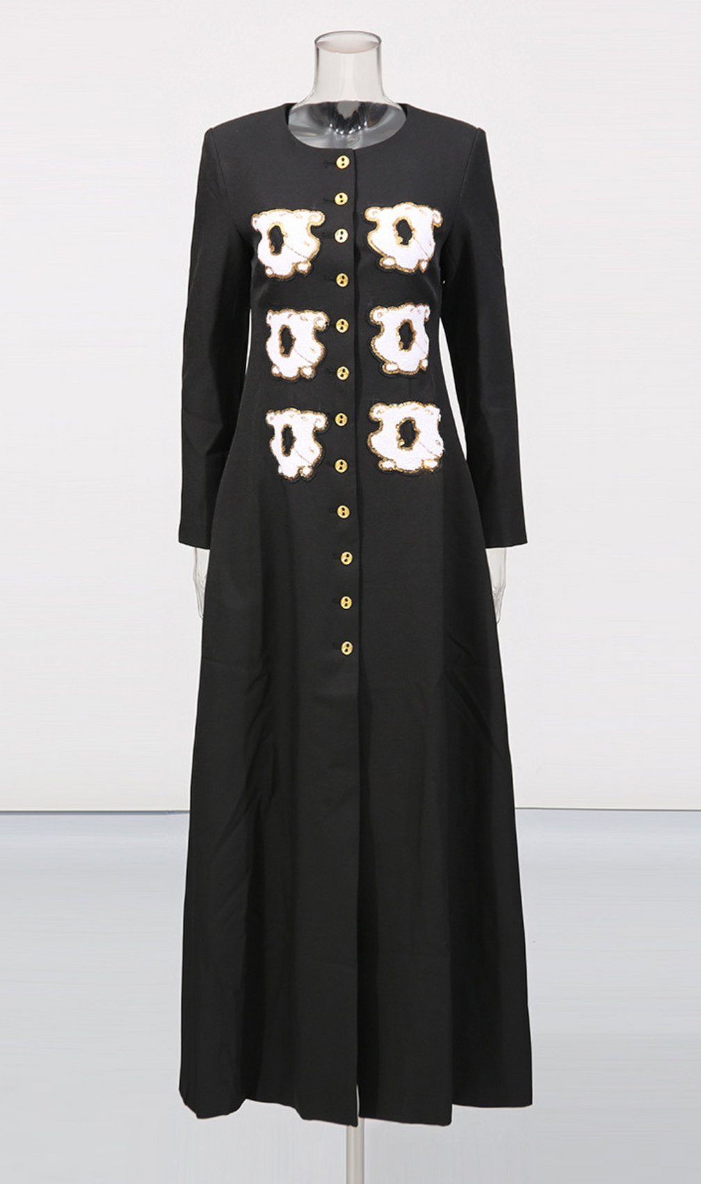 Guto Black Round-neck Patchwork Button Jacket