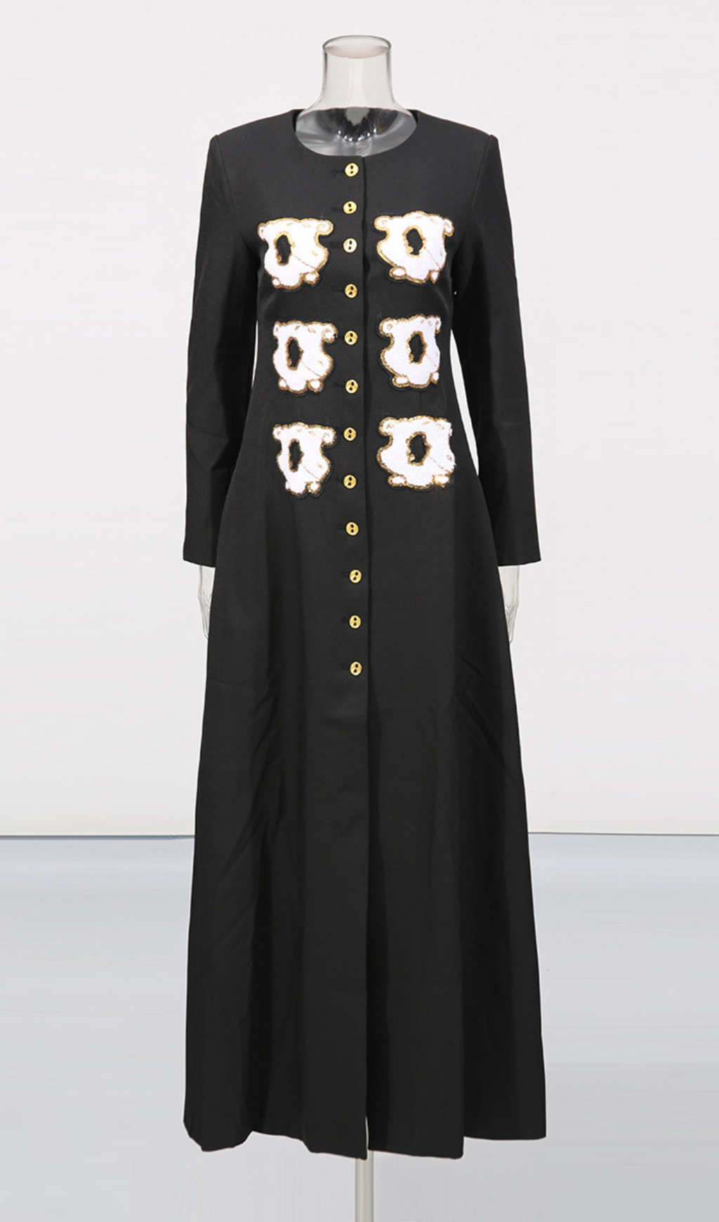 Guto Black Round-neck Patchwork Button Jacket