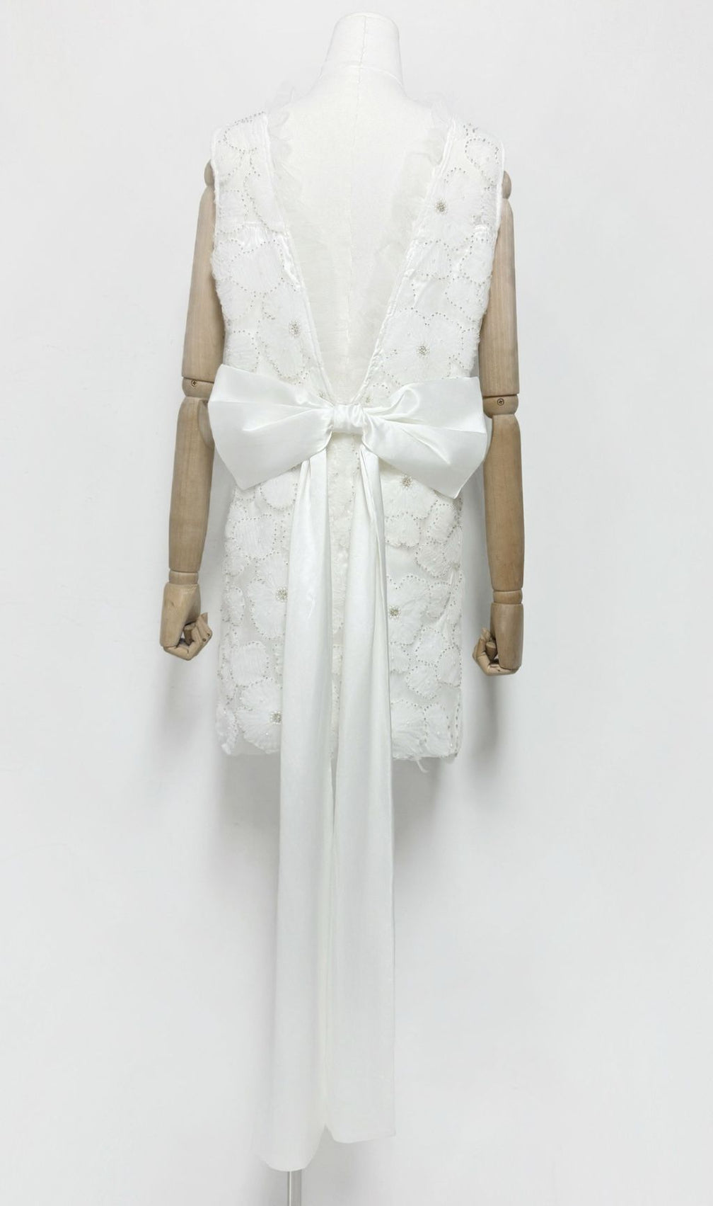 Gaby Flower Beaded Bow Mini Dress