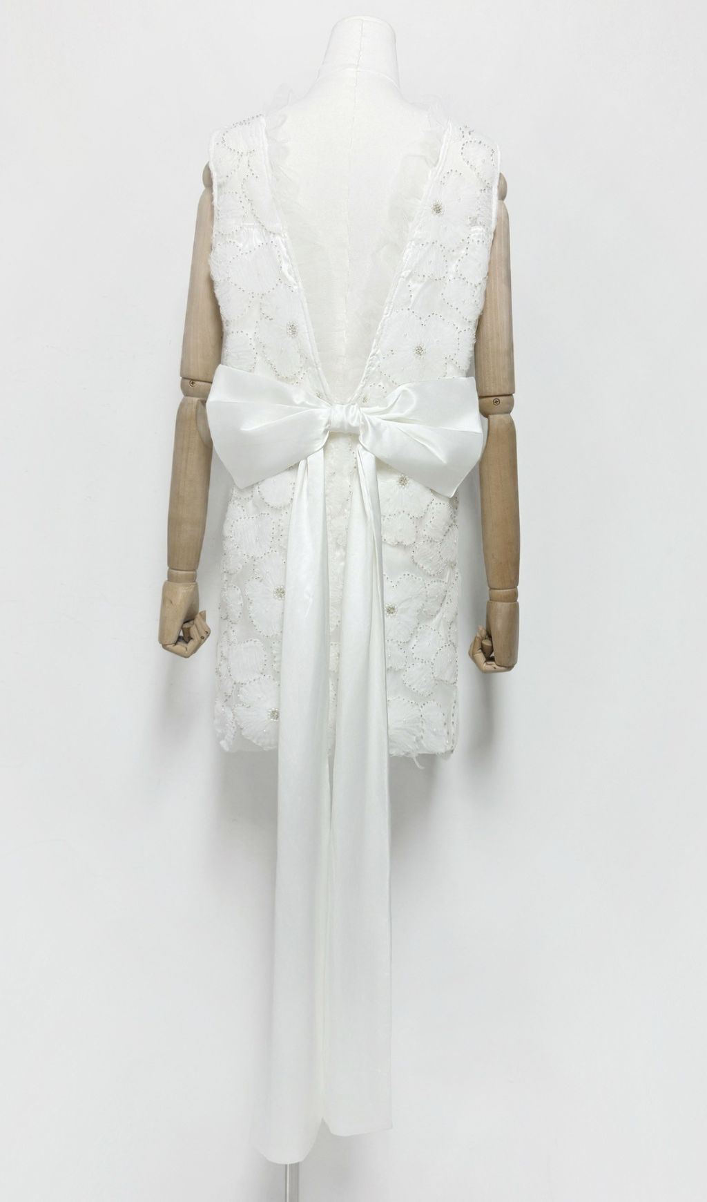 Gaby Flower Beaded Bow Mini Dress