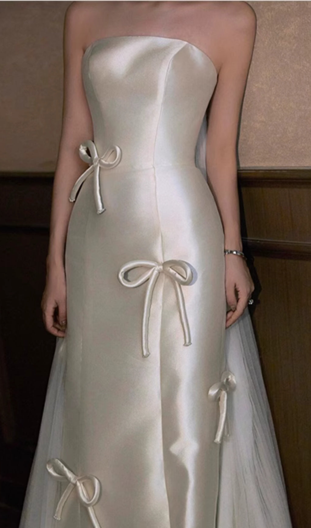 Chynna White Strapless Bow Wedding Dress