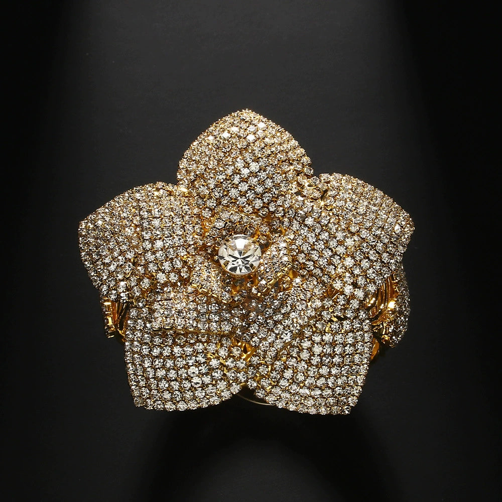 Kaira Dazzling Diamante Flower Bracelet - Elegant Floral Statement Cuff