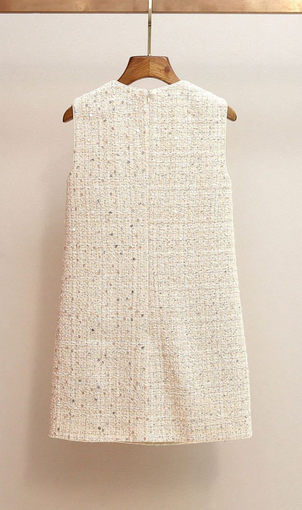 Janessa Sparkle Tweed Mini Dress with Pearl Trim