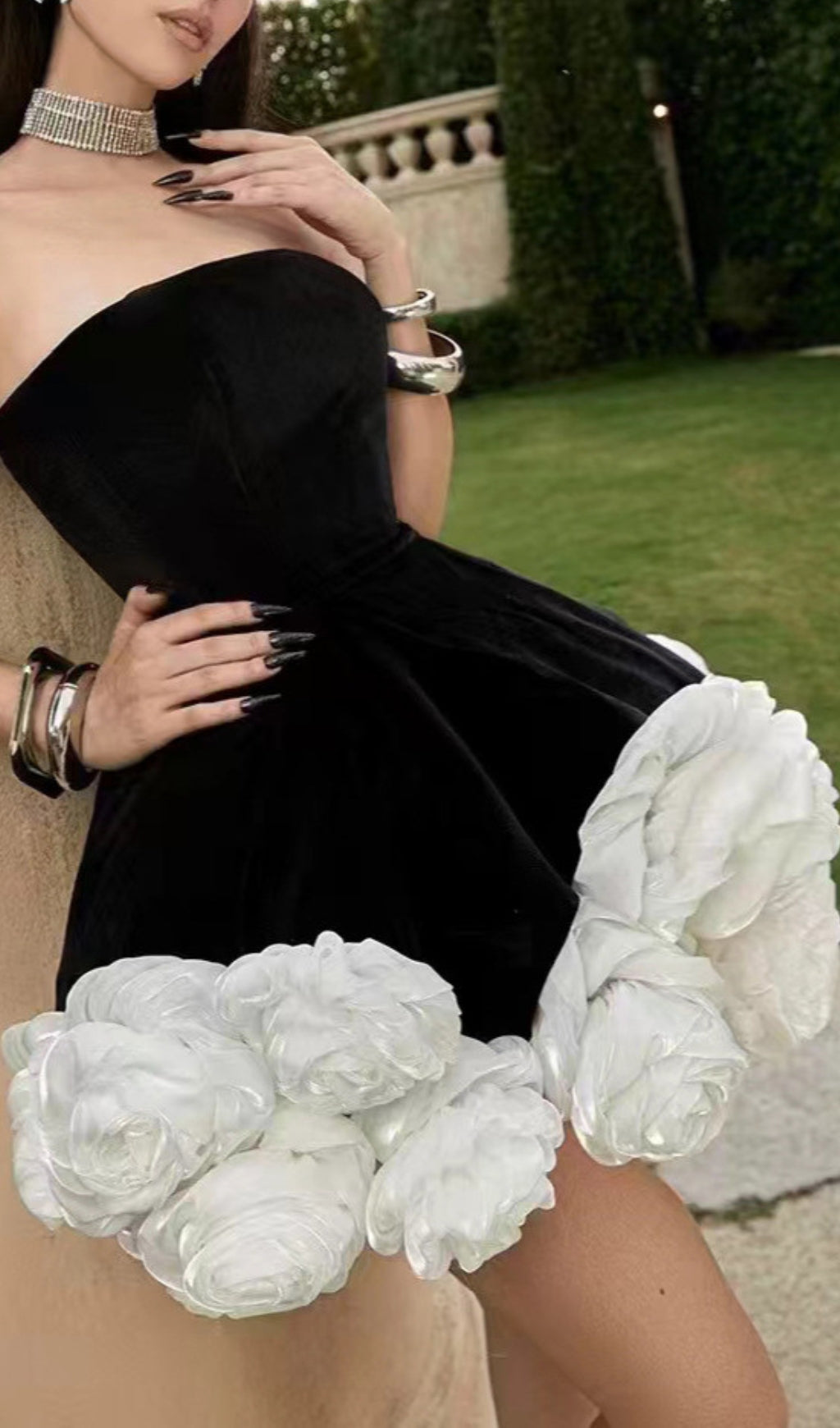 Candie Strapless Flower Mini Dress