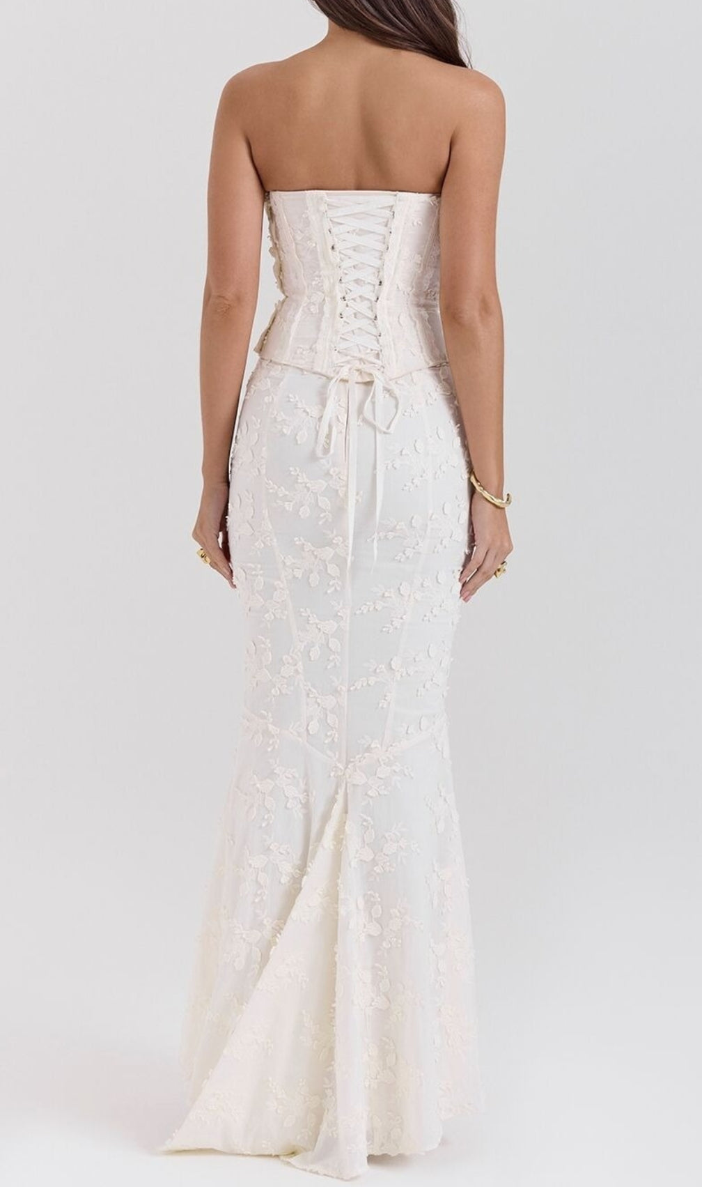 Clarke White Flower Corset Two-Piece Set