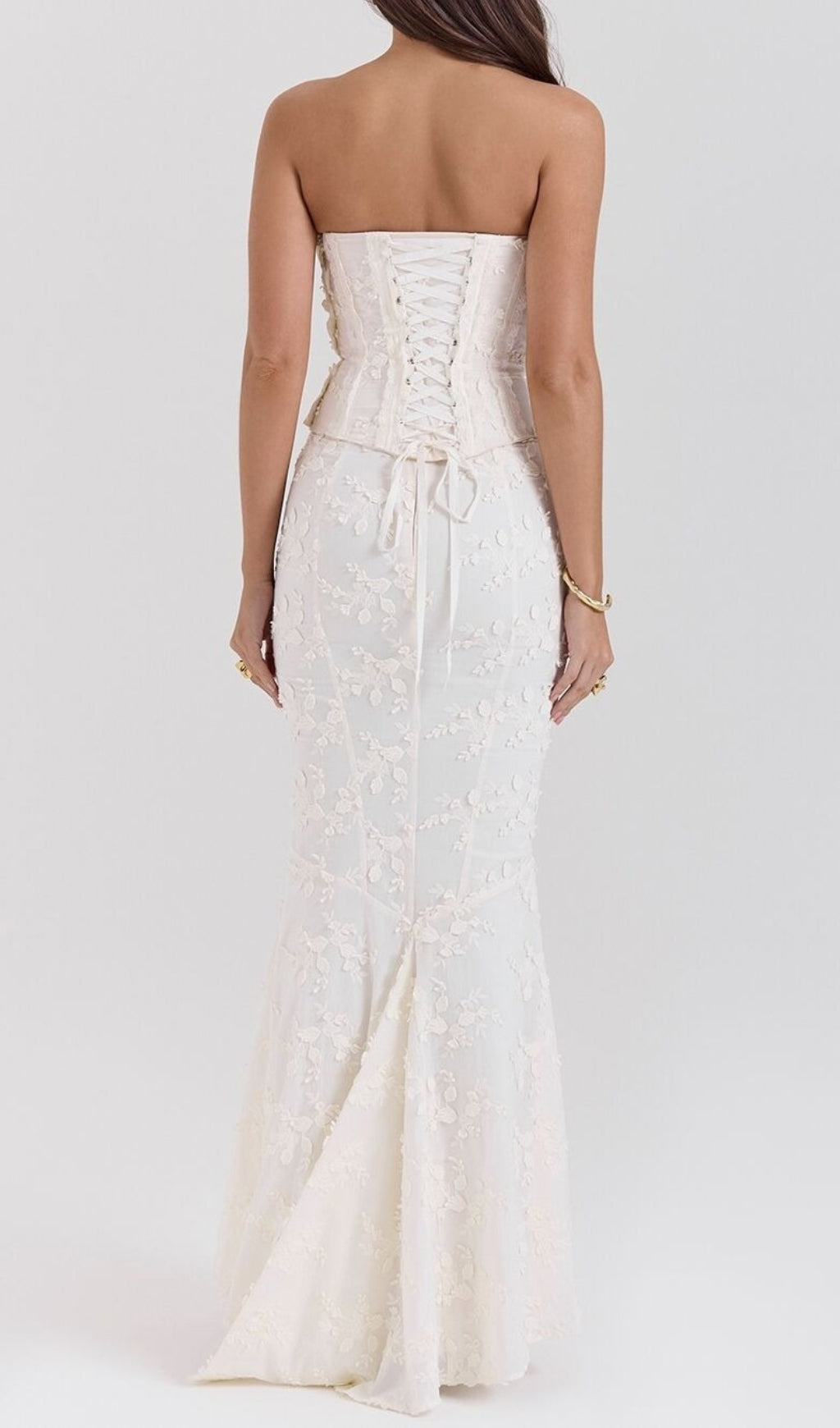 Clarke White Flower Corset Two-Piece Set