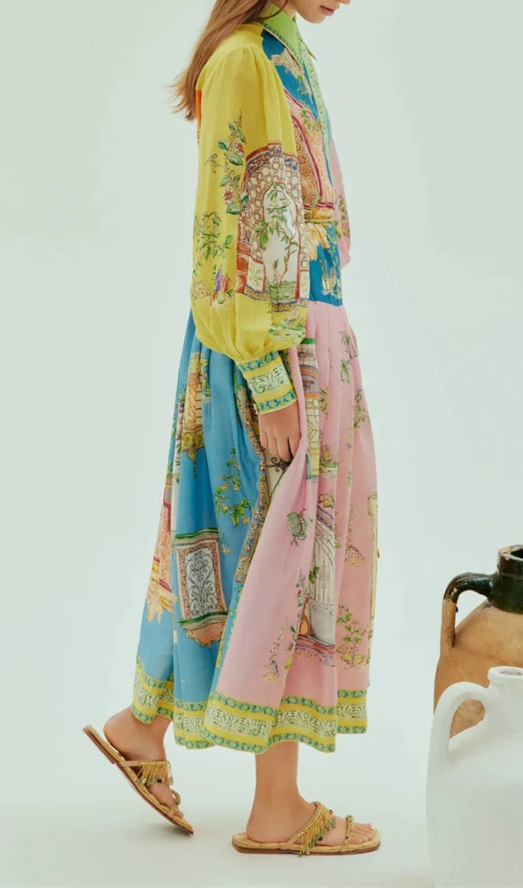 Elgin Printed Long Sleeve Midi Dress