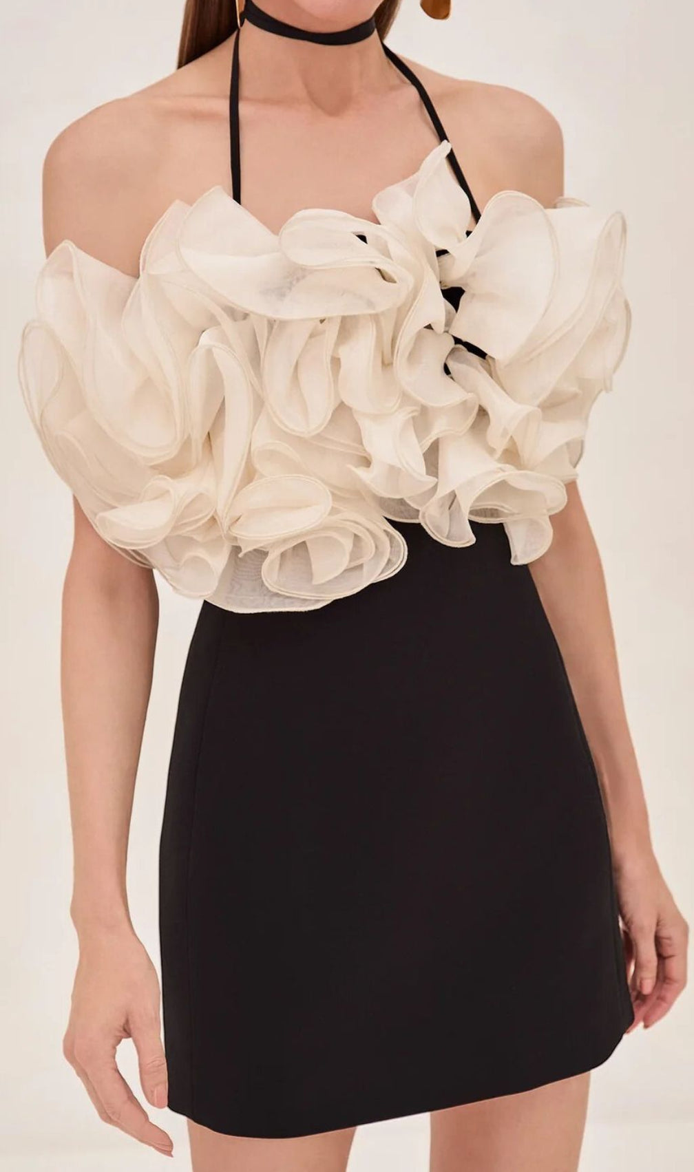 Jameela Black Halter Ruffle Mini Dress - Chic Cocktail & Party Attire