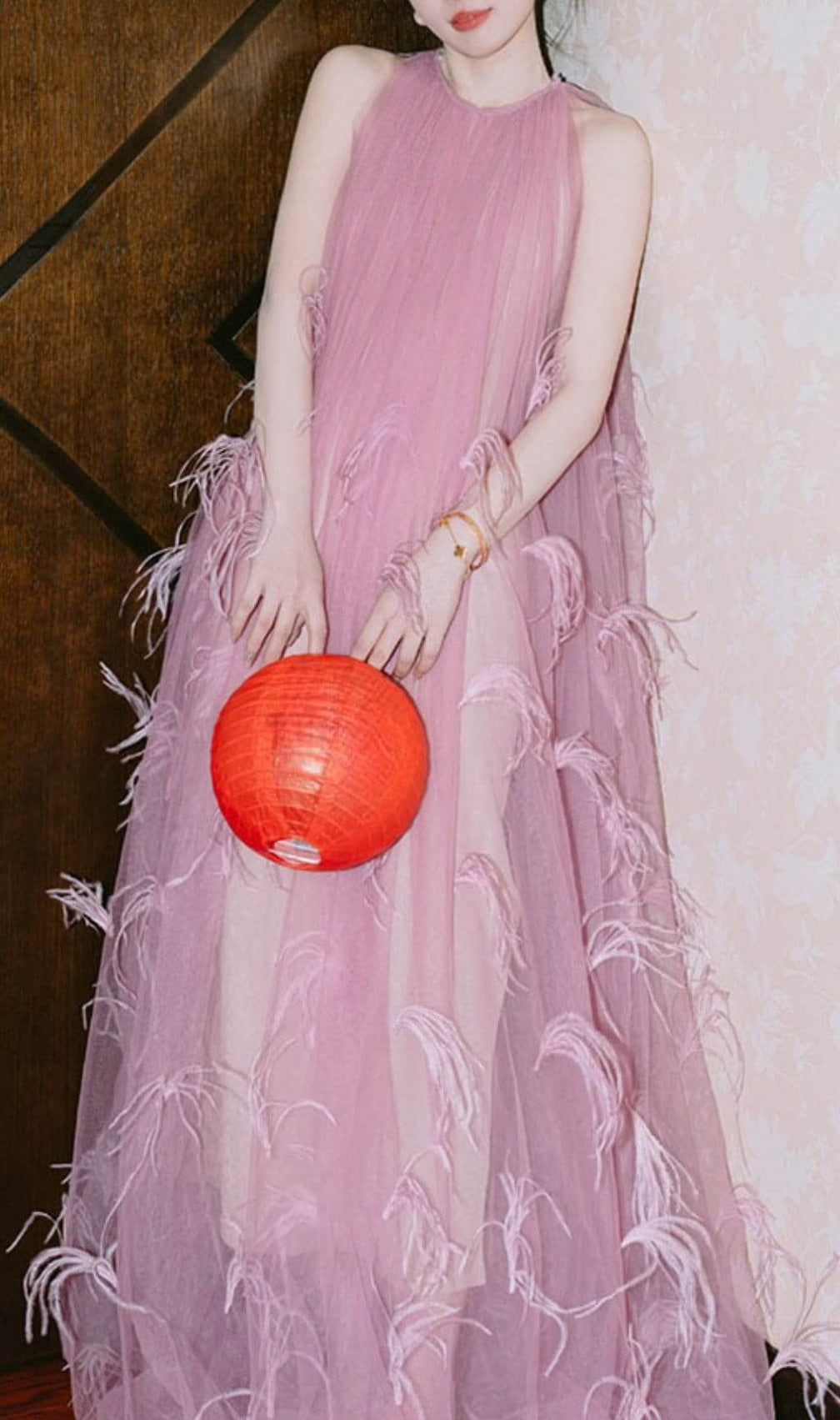 Bathsheba Feather Mesh Maxi Dress