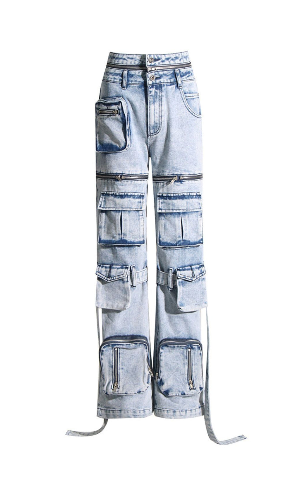 Jael Blue Multi-Pocket Cargo Jeans for Women - Edgy Utility Denim