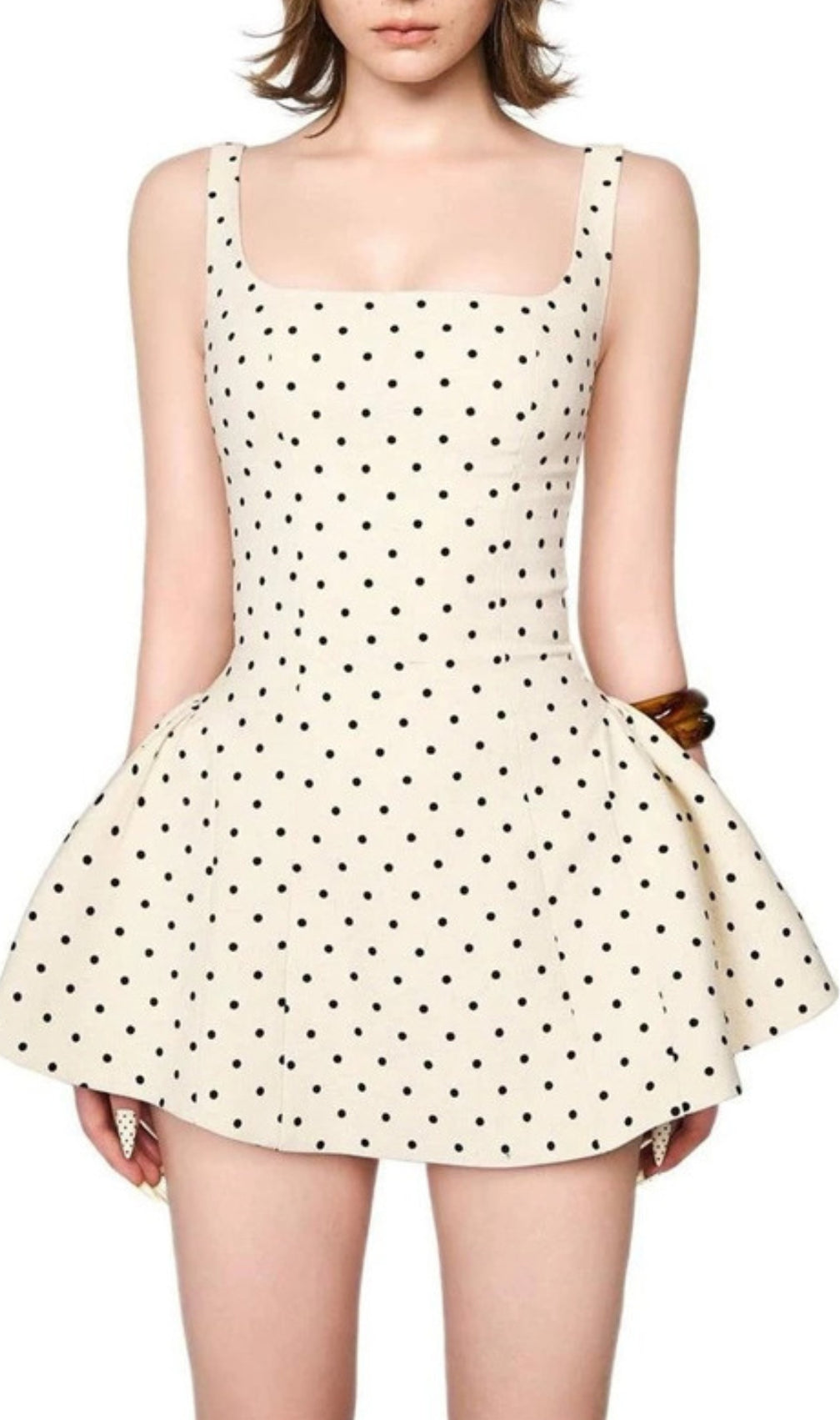 Demi White Strappy Dot Mini Dress